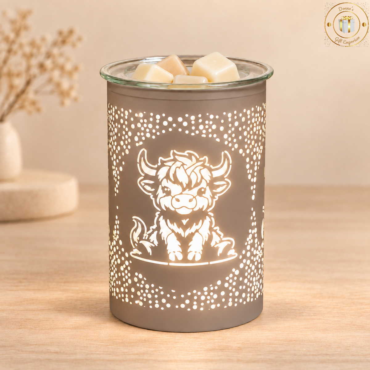Electric Plug In LED Wax Warmer White Highland Cow