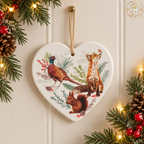 Ceramic Woodland Animals Heart Hanging Decoration