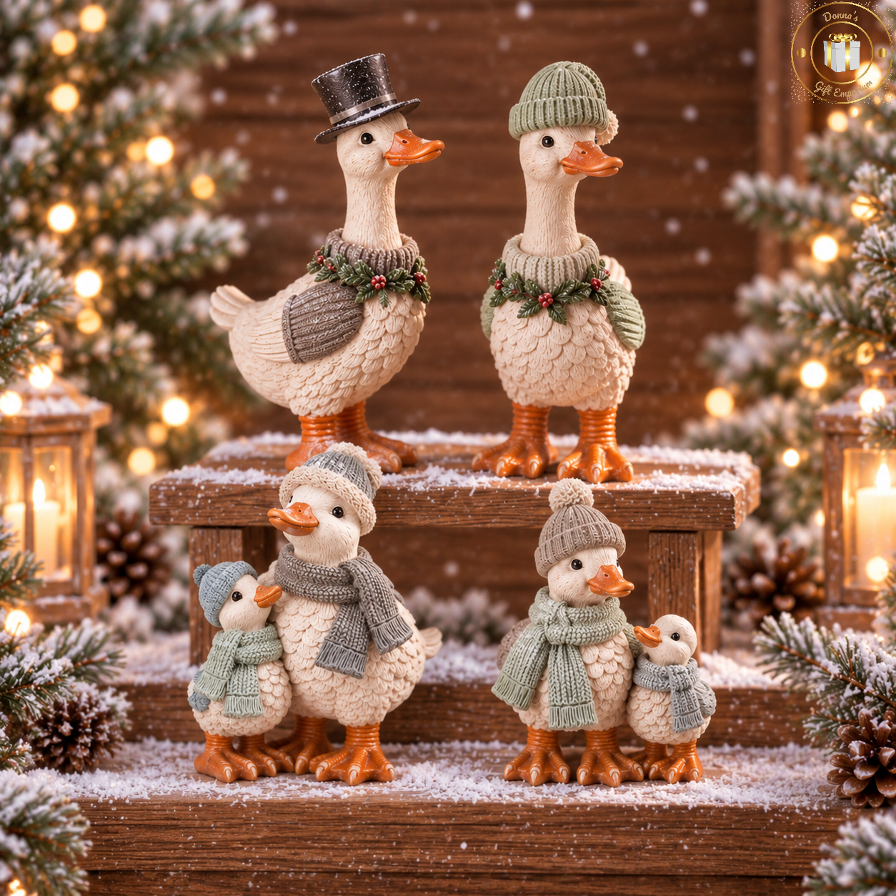 Festive Christmas Duck Couple – Set of 2