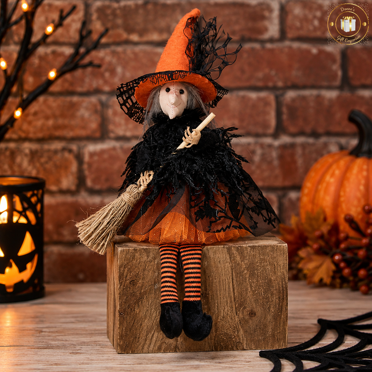 Witch Shelf Sitter With Broom