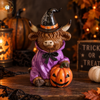 Halloween Highland Cow Figurines – Vampire, Witch & Mummy