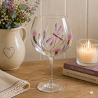 Hand Painted Dragonfly Garden Gin Glass