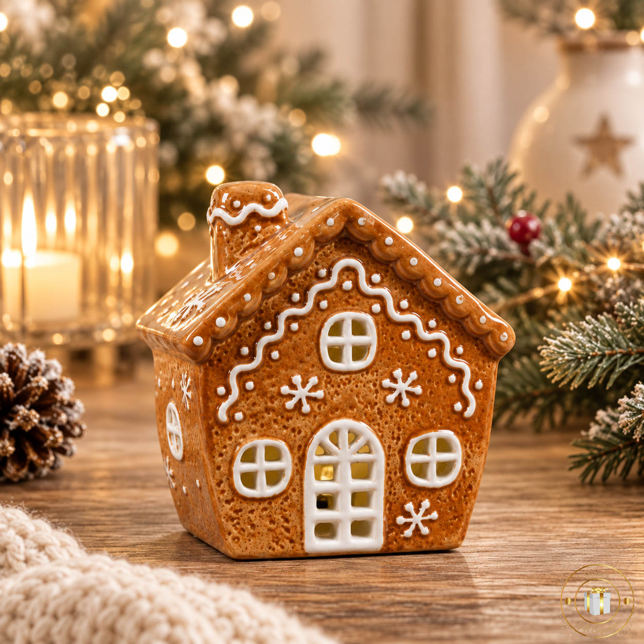 LED Gingerbread House Ceramic Christmas Decoration