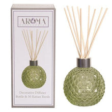 Load image into Gallery viewer, Glass Reed Diffuser Bottle &amp; 50 Rattan Reeds - Green
