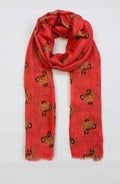 Cashmere Highland Cow Scarf - Coral