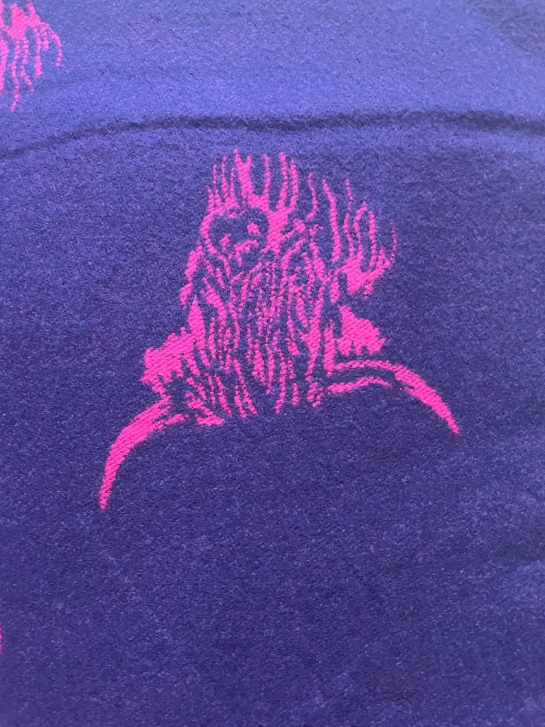 Cashmere Highland Cow Scarf - Navy/Fuchsia