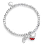 Robins Appear Feather & Robin Silver Plated Bracelet