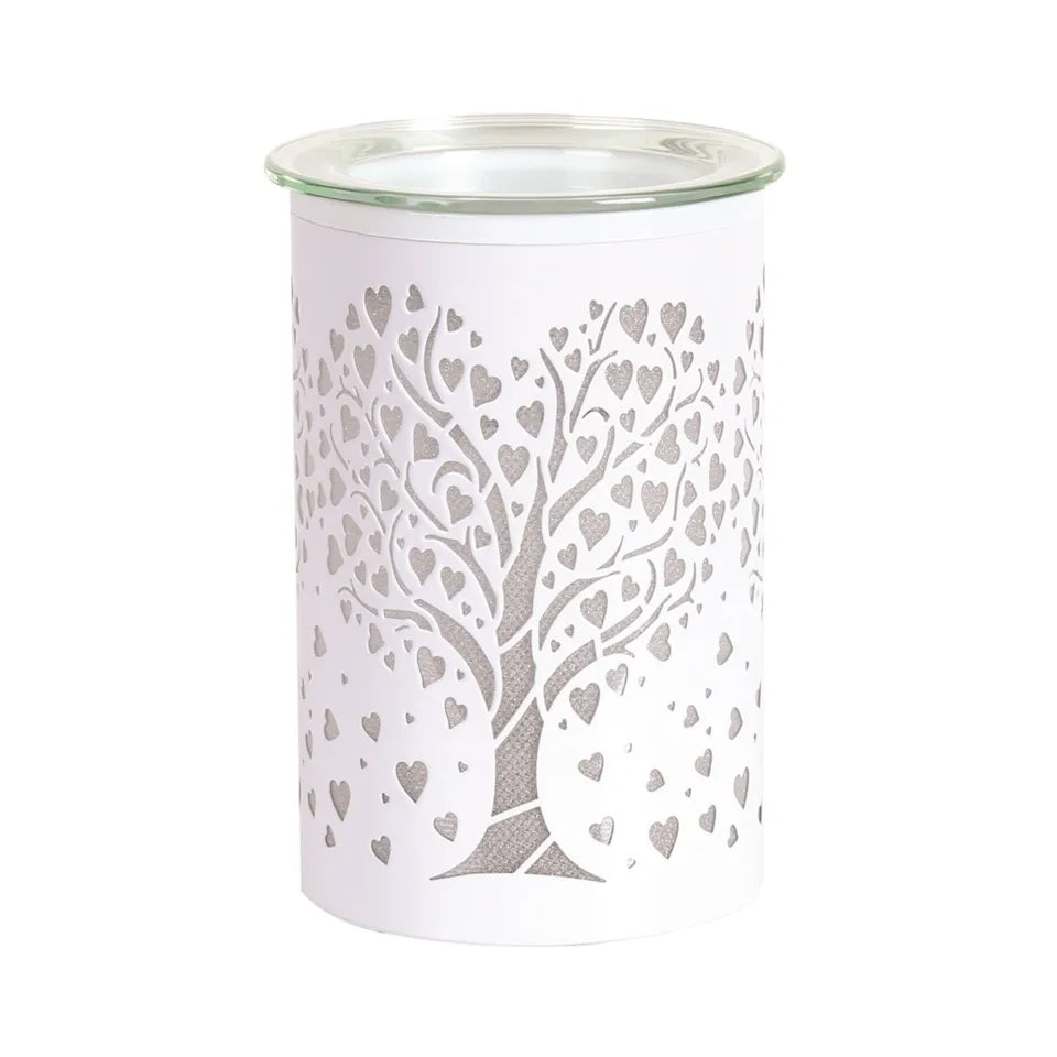 Electric Plug In LED Wax Warmer White Hearts Tree Of Life