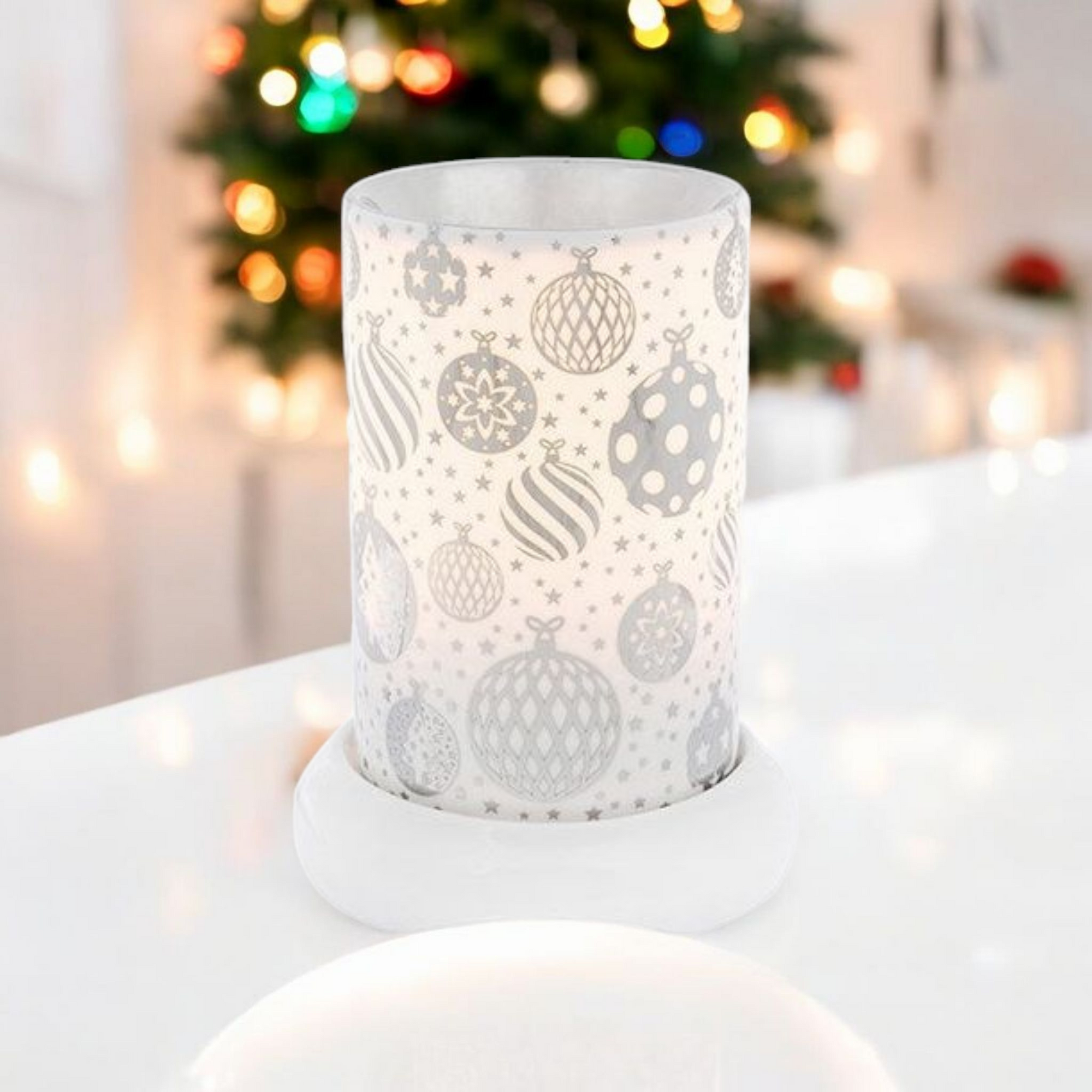 Christmas Silver Bauble Wax Melt Burner Lamp