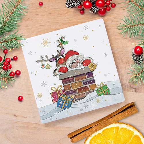 Christmas Bug Art Coaster - Santa