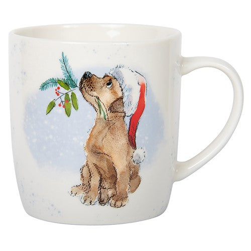 Paper Shed Christmas Puppy With Holly Mug