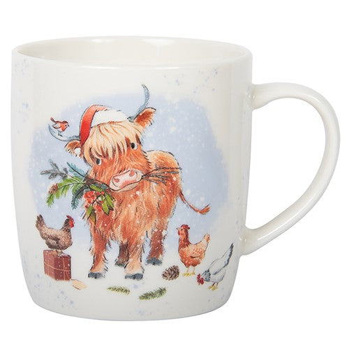 Paper Shed Christmas Highland Cow Mug