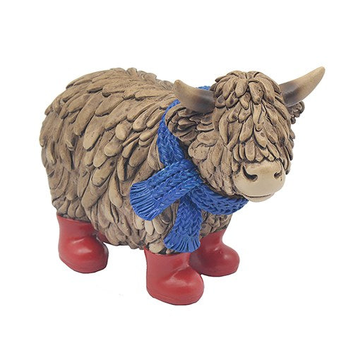 Hughie Highland Cow Red Wellies Small