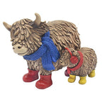 Hughie Highland Cow & Calf Blue Wellington Boots