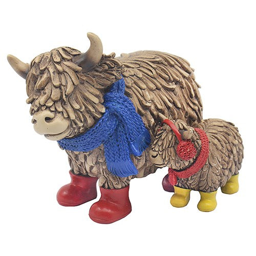 Hughie Highland Cow & Calf Blue