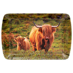 Country Highland Cow & Calf Small Melamine Tray