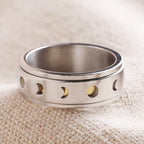 Men's Stainless Steel Moon Phase Spinning Band Ring