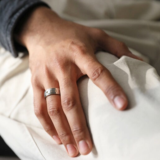 Men's Stainless Steel Moon Phase Spinning Band Ring
