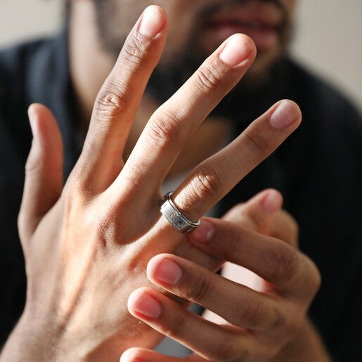 Men's Stainless Steel Moon Phase Spinning Band Ring