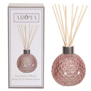 Glass Reed Diffuser Bottle & 50 Rattan Reeds - Pink