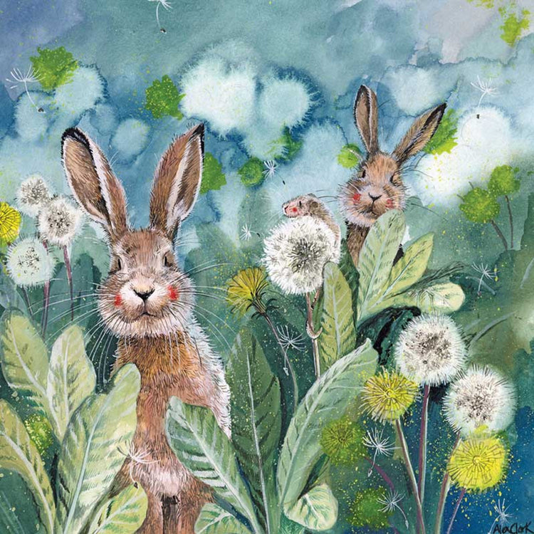 Dandelions & Rabbits Card Blank