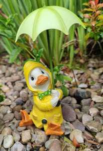 Percy The Garden Duck With Brolly - Yellow