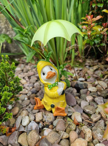 Percy The Garden Duck With Brolly - Yellow