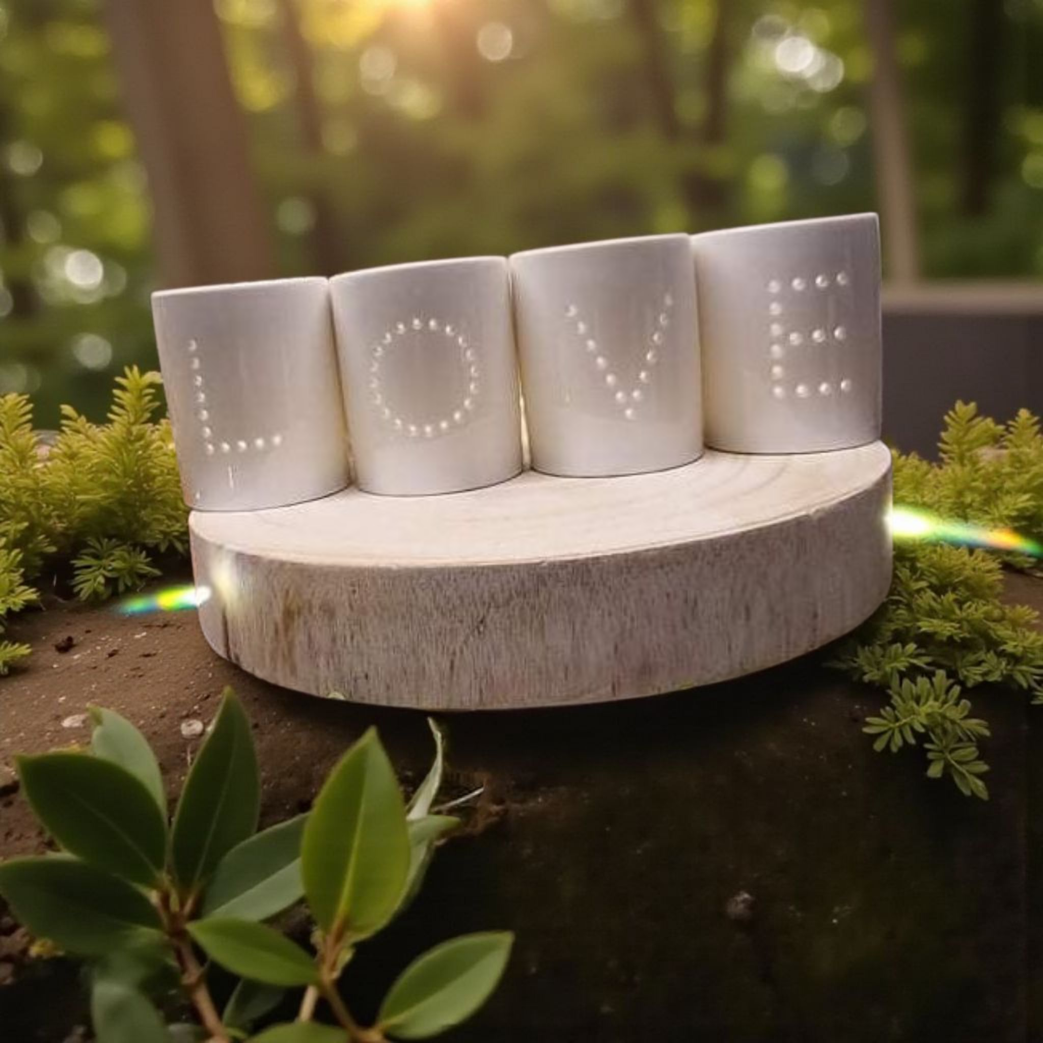 White LOVE T-Light Holders