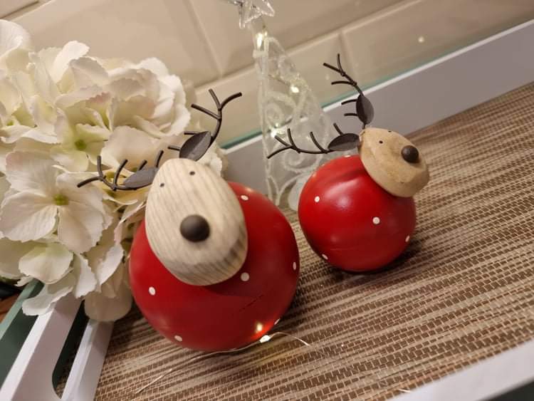 Red Polkadot Reindeers - Pair