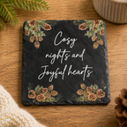 Festive Christmas Slate Coasters – Fabulous/ Cosy / Sparkle