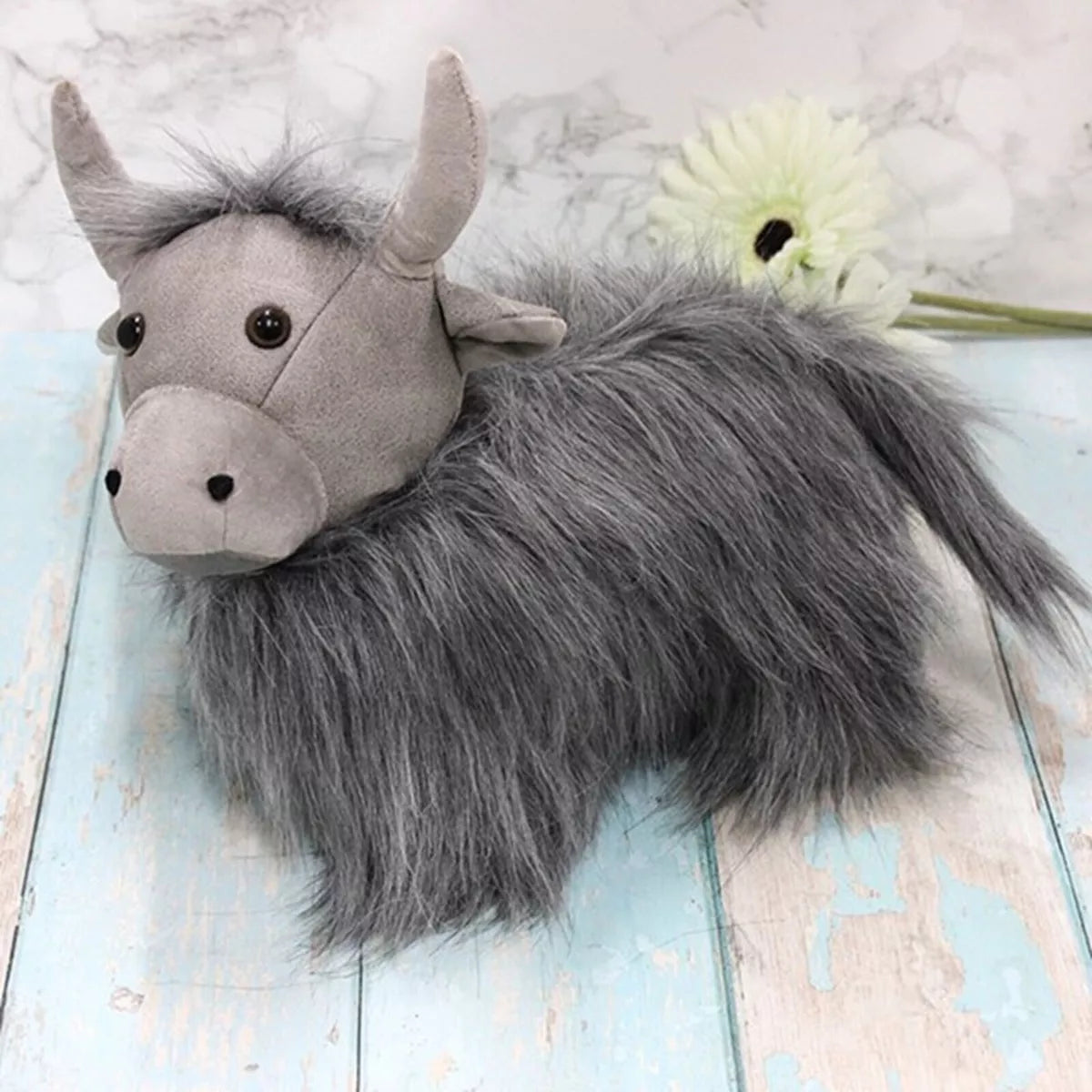 Highland Cow Doorstop Grey