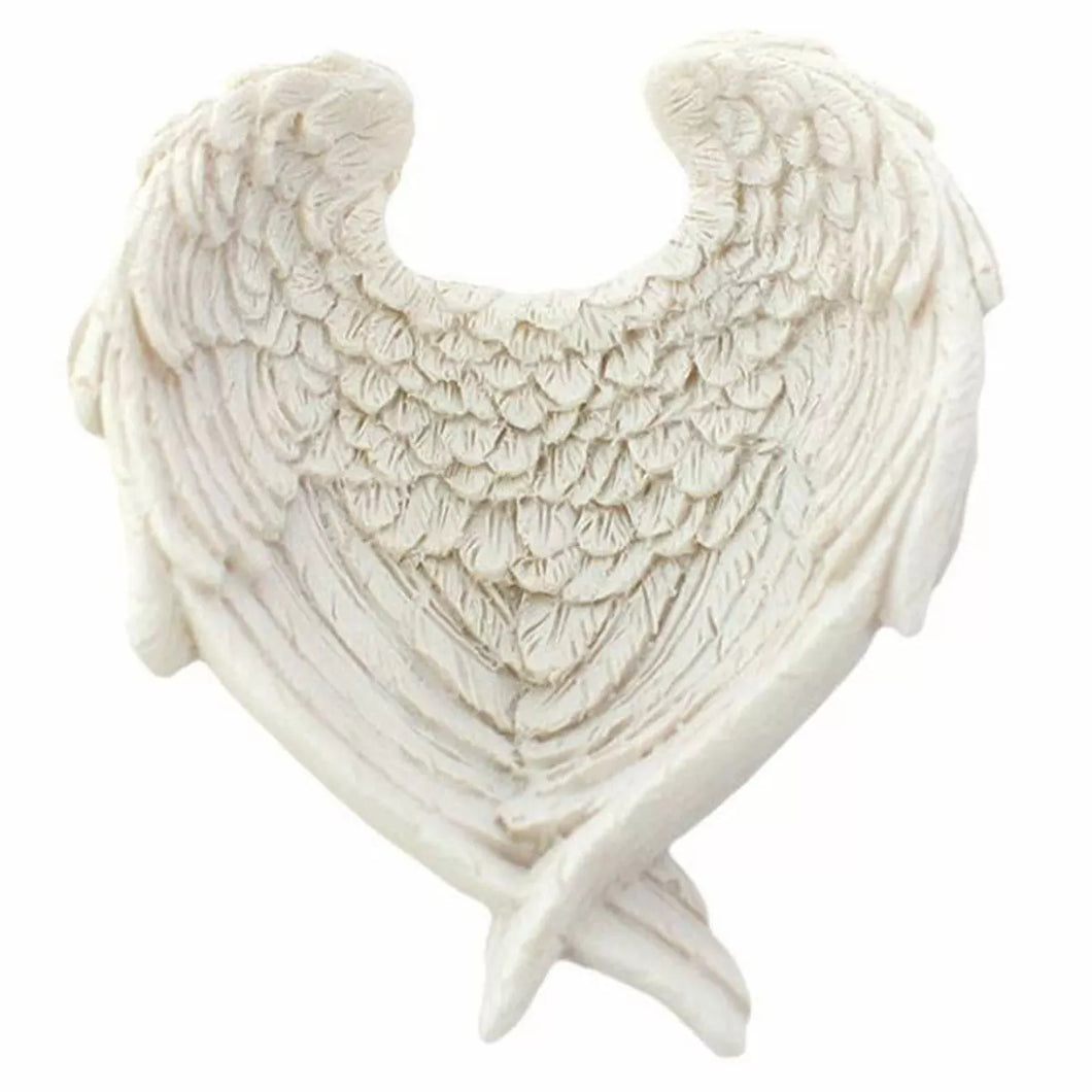 White Guardian Angel Wing Resin Jewellery Dish Small Trinket Ornament