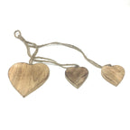 Hanging Trio of Natural Wooden Hearts