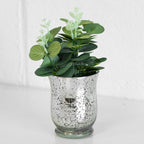 Faux Eucalyptus In Silver Pot