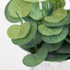 Faux Eucalyptus In Silver Pot