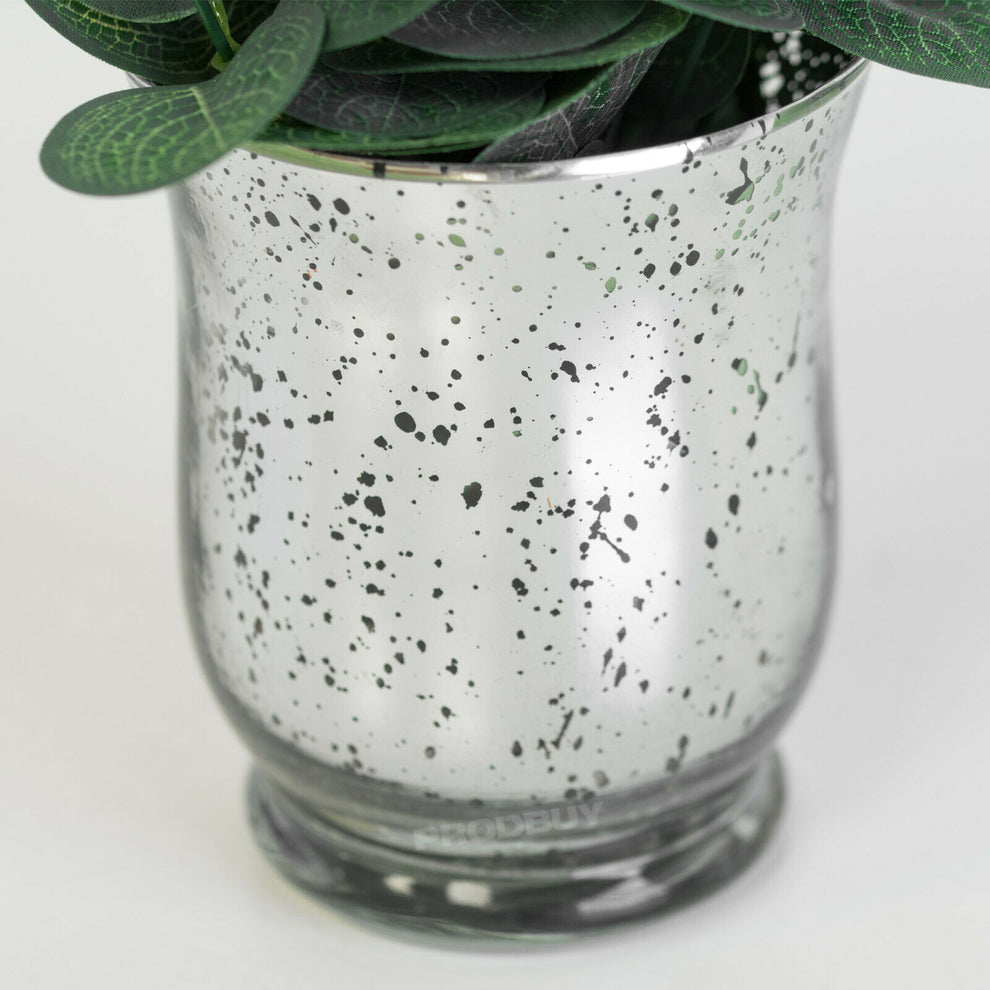 Faux Eucalyptus In Silver Pot