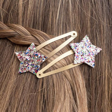 Load image into Gallery viewer, Fairys In The Garden Glitter Star Hair Clips
