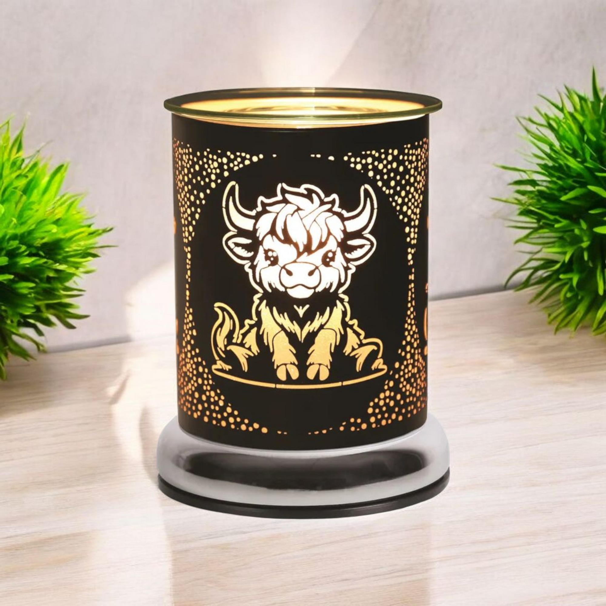 Electric Touch Lamp Wax Warmer Black Highland Cow