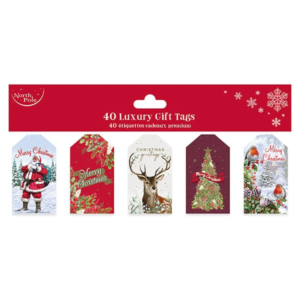 Stag & Robin Christmas Gift Tags - Pack of 40