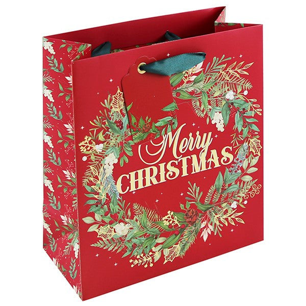 Christmas Wreath Embossed Medium Gift Bag