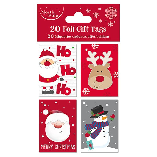 Cute Foil Christmas Gift Tags - Pack of 20