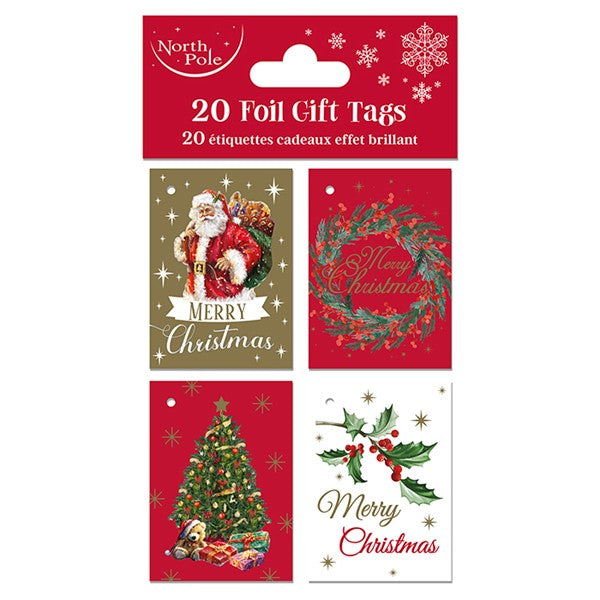 Christmas Wreath Foil Christmas Gift Tags - Pack of 20