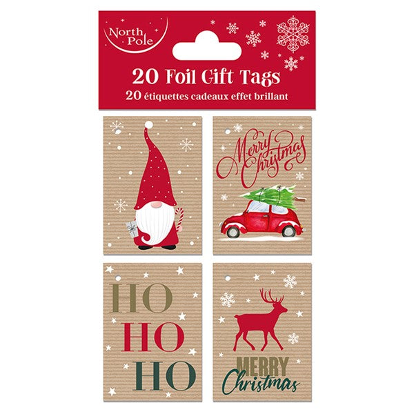 Gonk Foil Christmas Gift Tags - Pack of 20
