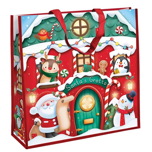 Santa’s Grotto Jumbo Square PP Woven Christmas Bag