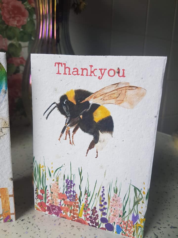 Thank You - Bee  - Plantable Seed Card .