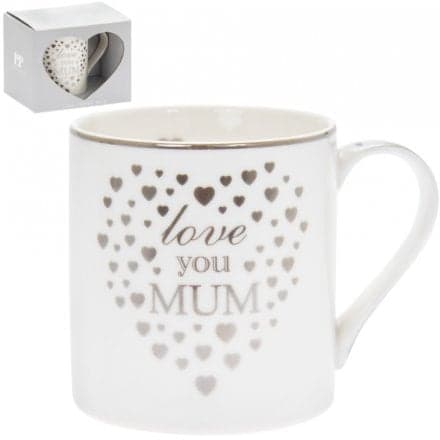 Love You Mum Silver Hearts Mug