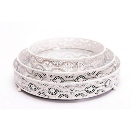 Shabby Chic White Mirrored Trays