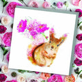 Floral Squirrel Card - Blank