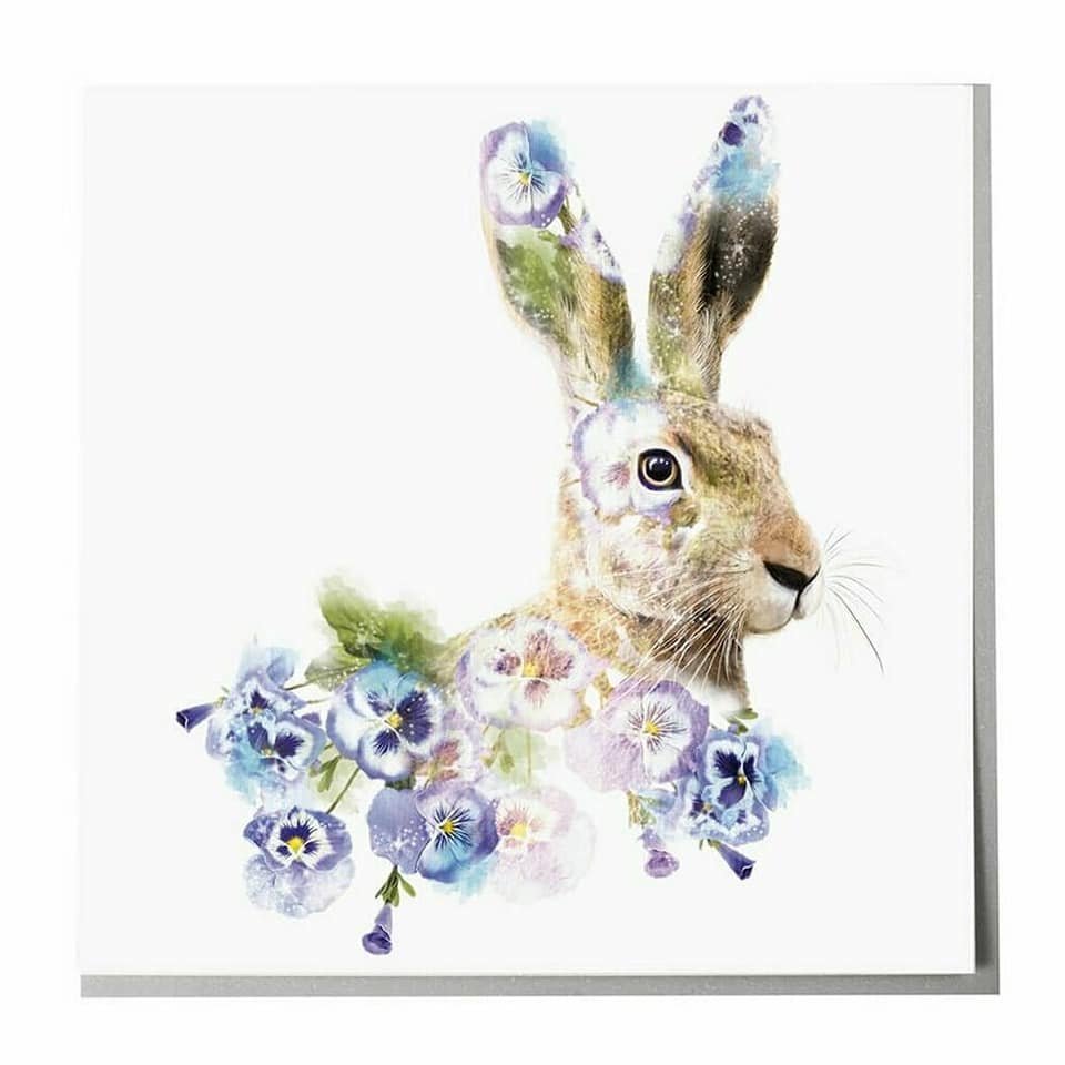 Floral Hare Card - Blank