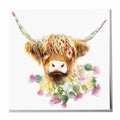 Thistle / Floral Highland Cow Card